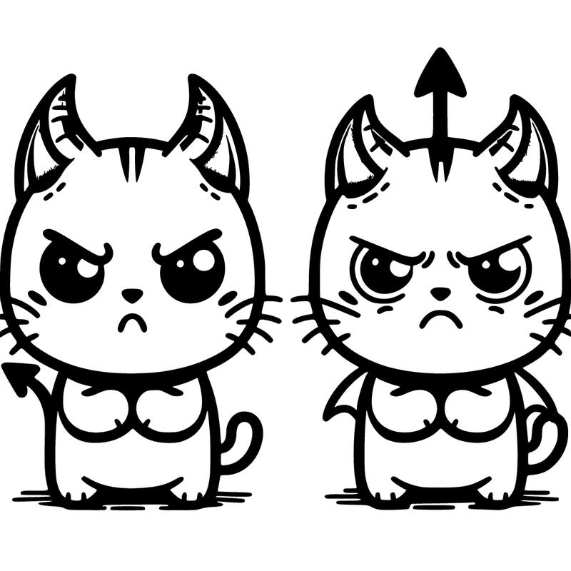 angry cats with devil horns