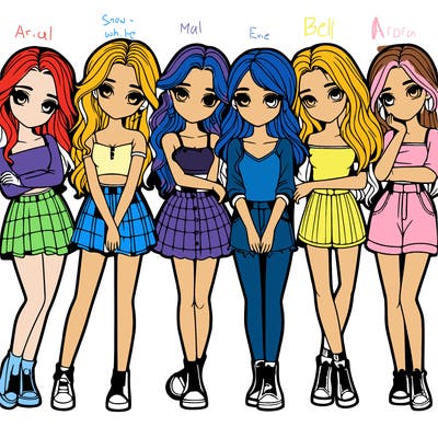 a group of girls realistic