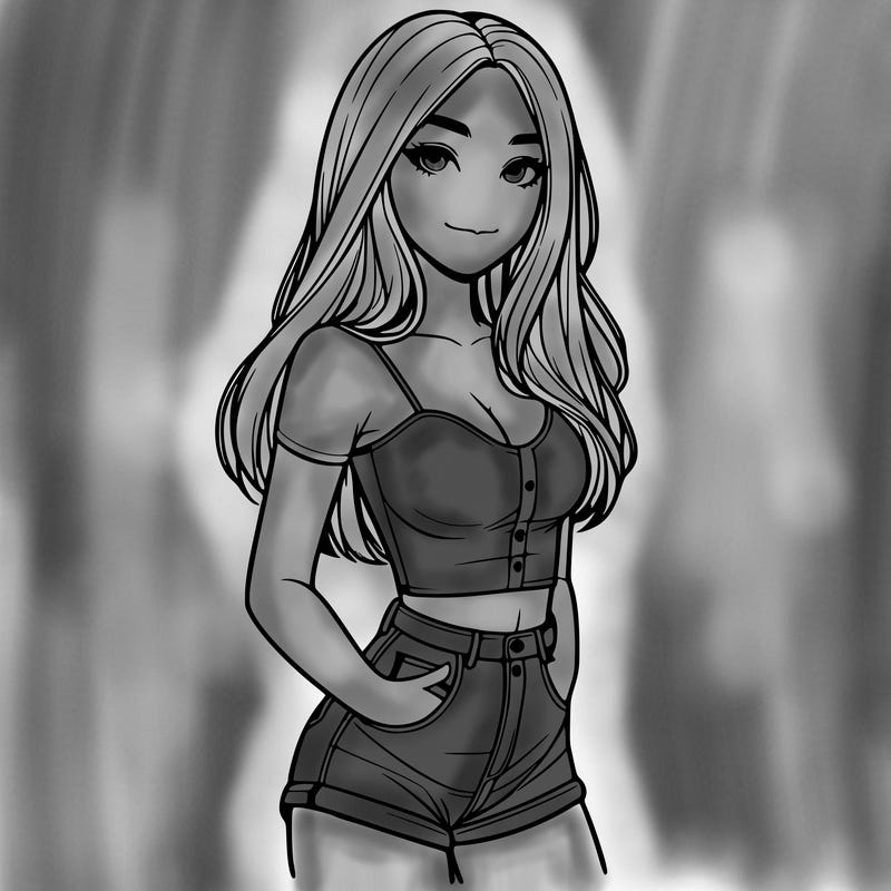 realistic girl in a short top