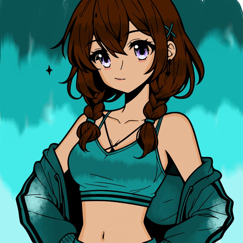 anime girl wearing crop top