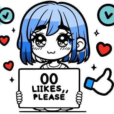 a girl with a sign saying 100 likes, please