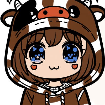 kawaii girl with cow hoodie