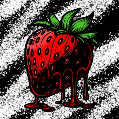 realistic strawberry in drippy chocolate