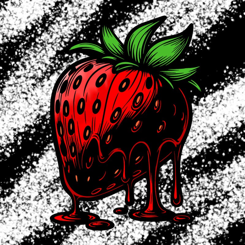 realistic strawberry in drippy chocolate
