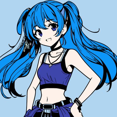 anime girl wearing crop top