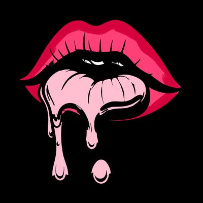 lips dripping pink liquid