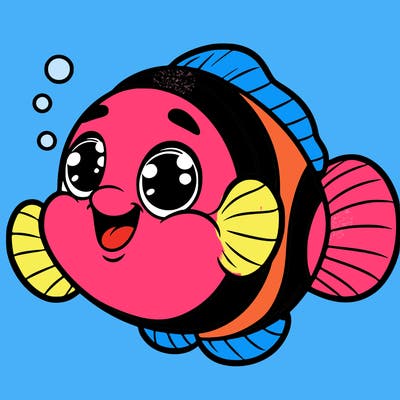 cute happy clown fish