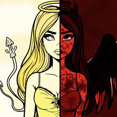 devil vs angel realistic girl