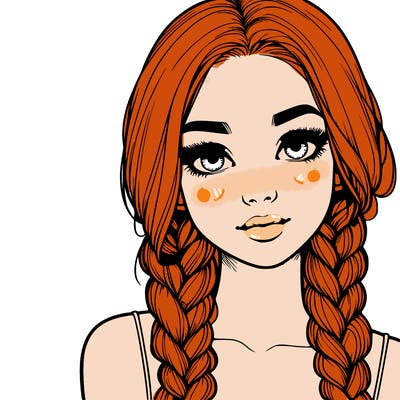 realistic girl with braids
