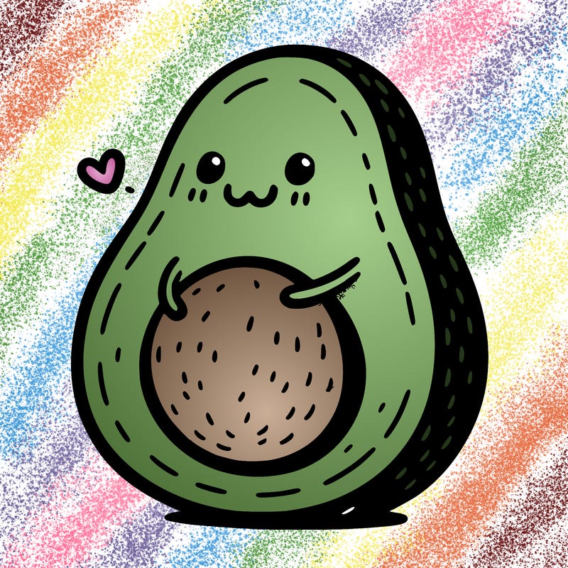 an avocado hugging an avocado
