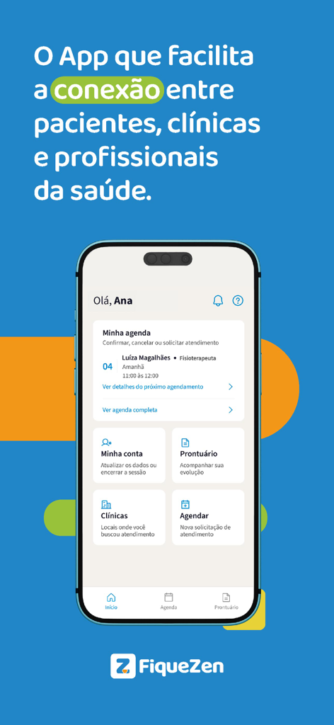 FiqueZen - FiqueZen mobile app home screen showing patient schedule and health management features