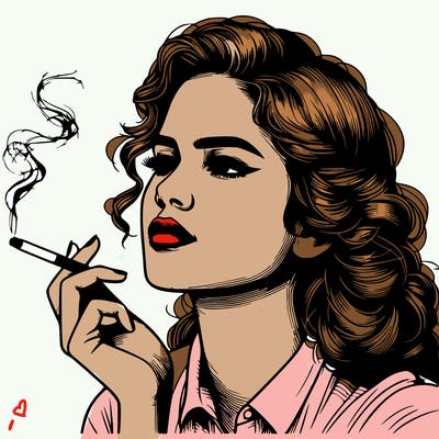 realistic beautiful lady smoking