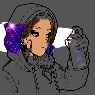 a realistic girl, spray painting