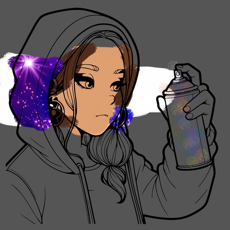 a realistic girl, spray painting