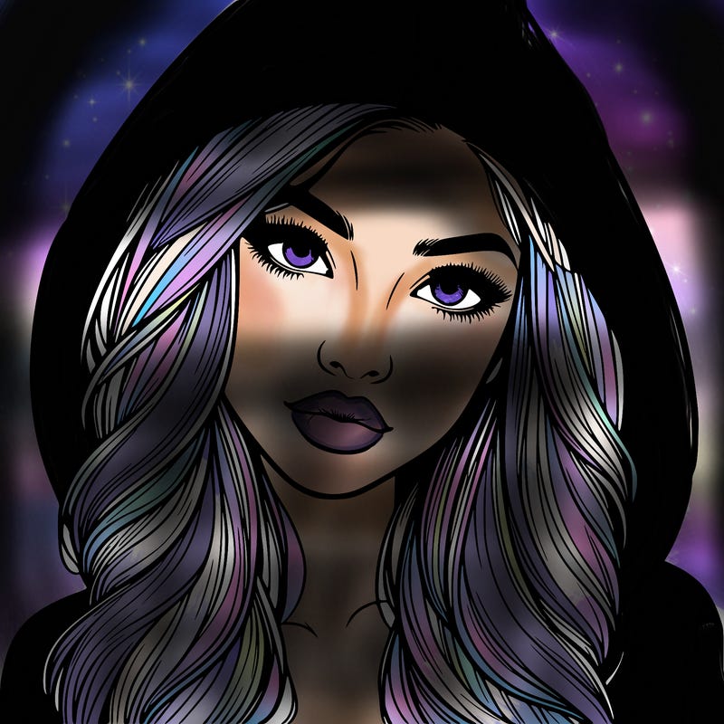 realistic beautiful girl with a hood on