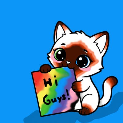 a small cat with a blank sheet of paper in its hand. the cat is sooooooo cute!