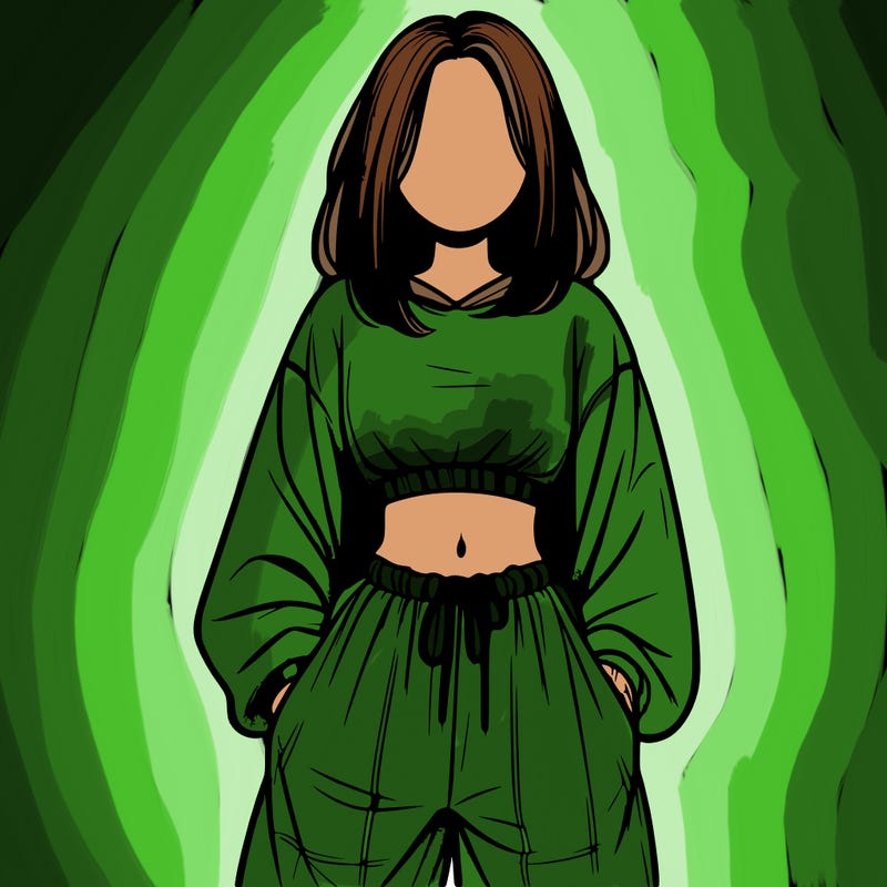 realistic girl faceless with baggy pants and a crop top