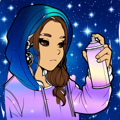 a realistic girl, spray painting