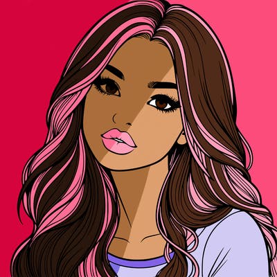 realistic girl with hair on her hair and lips