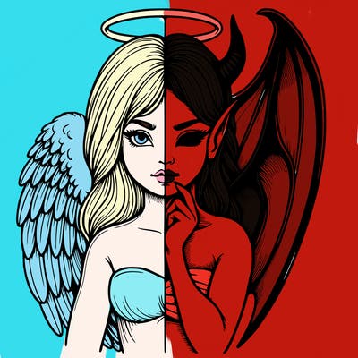 realistic angel half demon