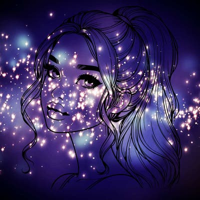 realistic girl with a ponytail on her hair and lips