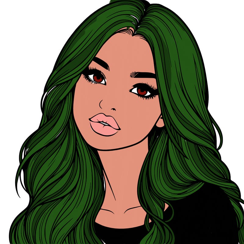 realistic girl with hair on her hair and lips