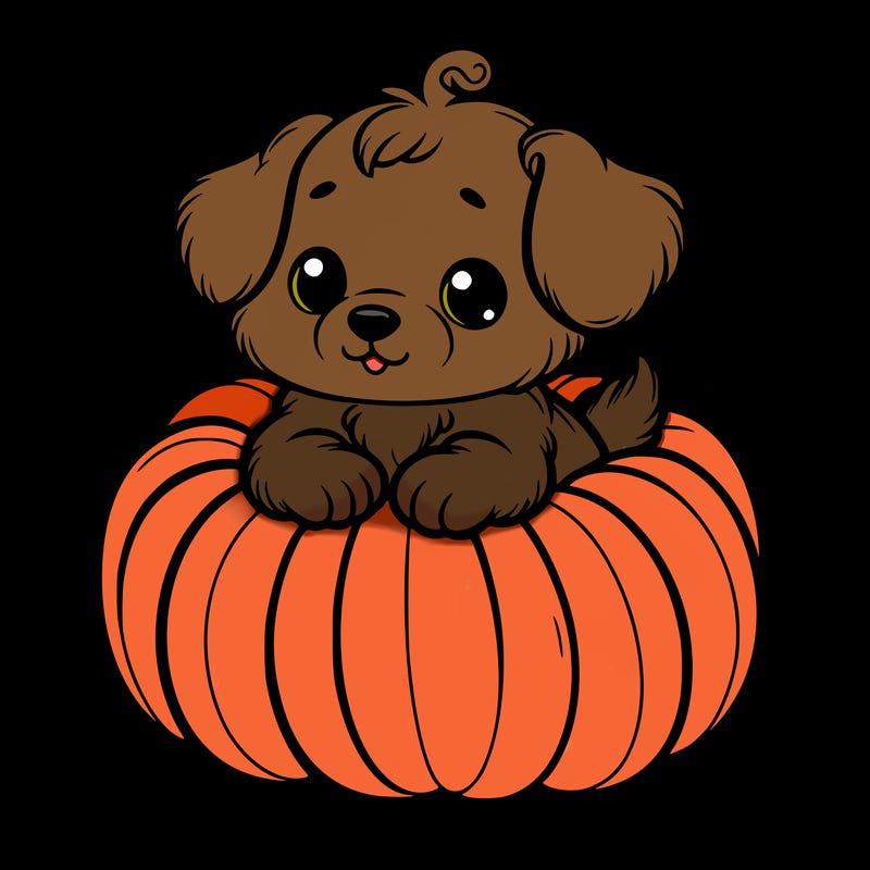cute little puppy in a pumpkin