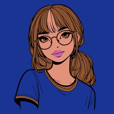 realistic girl with freckles and clear glasses