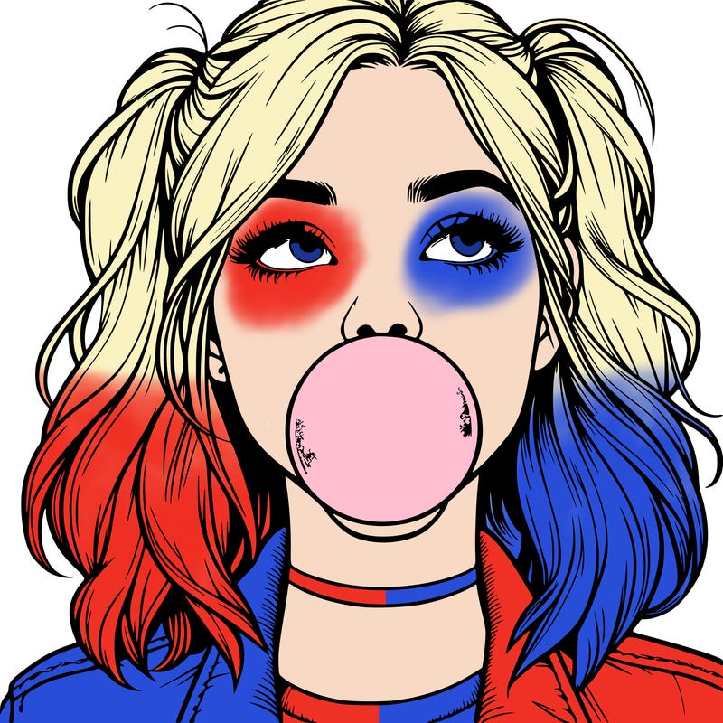 realististic girl blowing bubble -gum