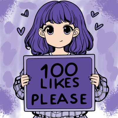 a girl holding a sign saying 100 likes please