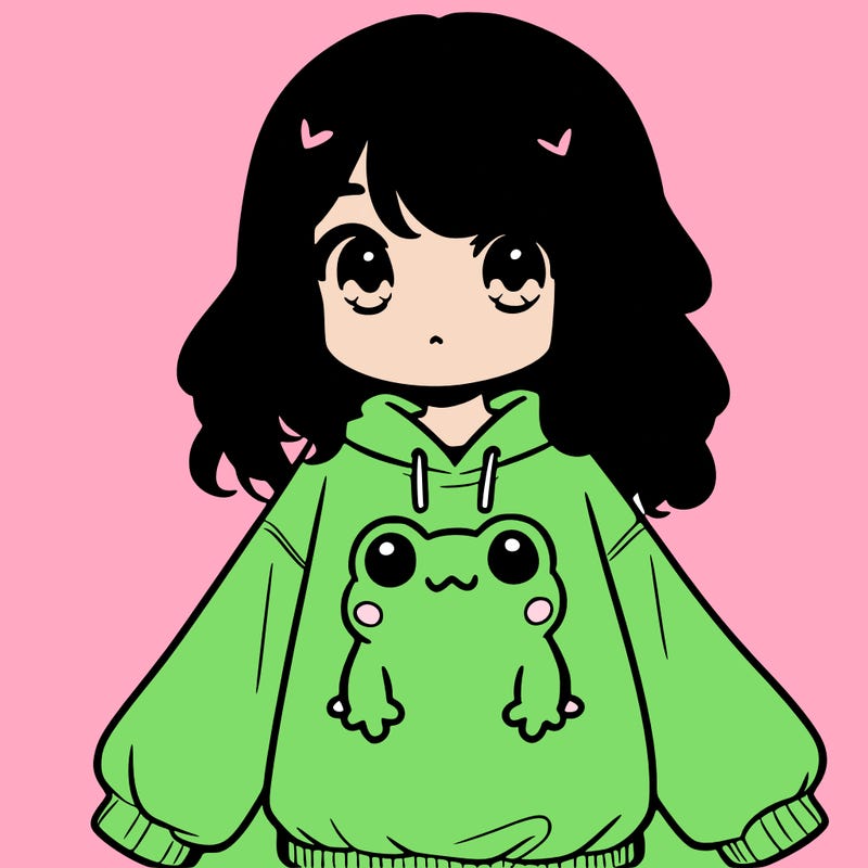 girl wearing frogging sweatshirt