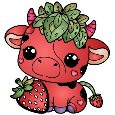 cute strawberry cow
