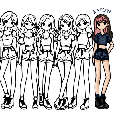 a group of girls wearing crop tops and shorts