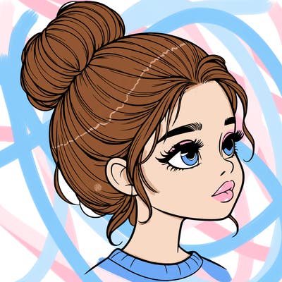 realistic girl with bun