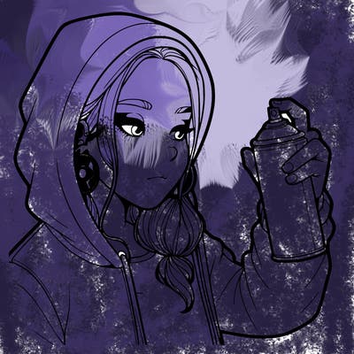 a realistic girl, spray painting