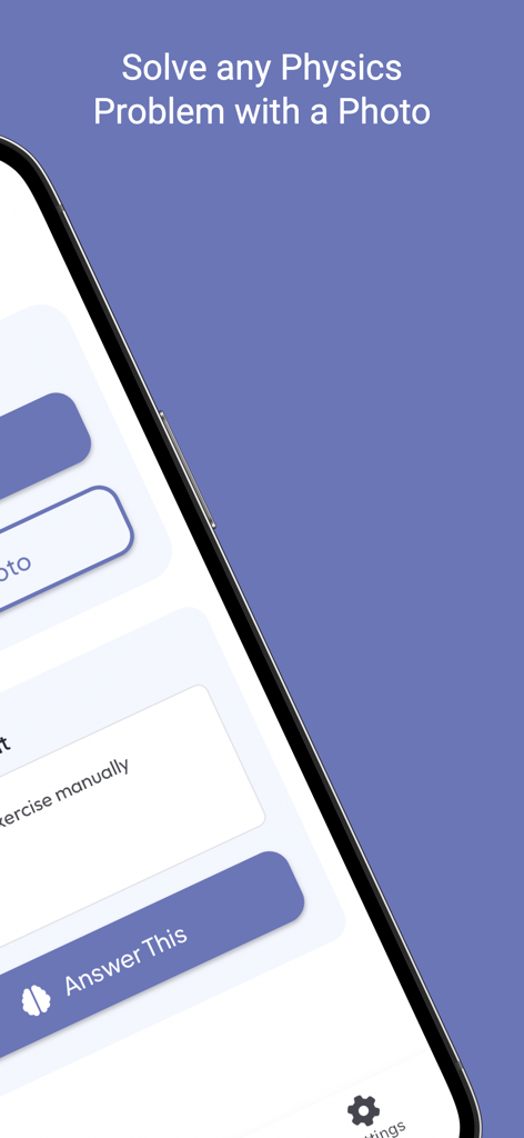 Physics Solver - Physics AI - Physics Solver AI app screen showing the feature to solve physics problems using a photo