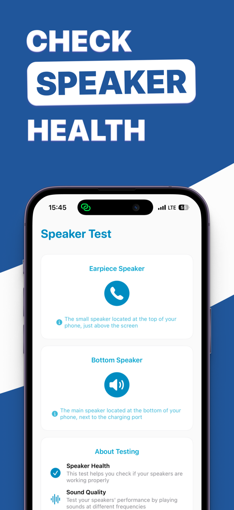 Water Cleaner: Liquid Remover - Interface of Water Cleaner app for testing iPhone earpiece and bottom speaker health