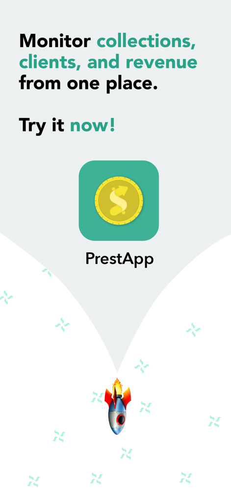 PrestAppダッシュボード。集金クライアントと収益監視機能が表示されます。