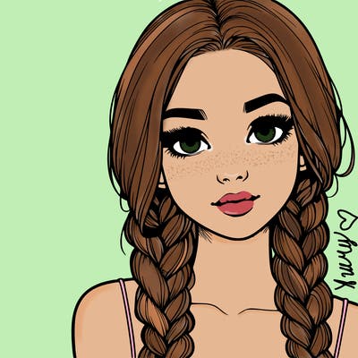 realistic girl with braids