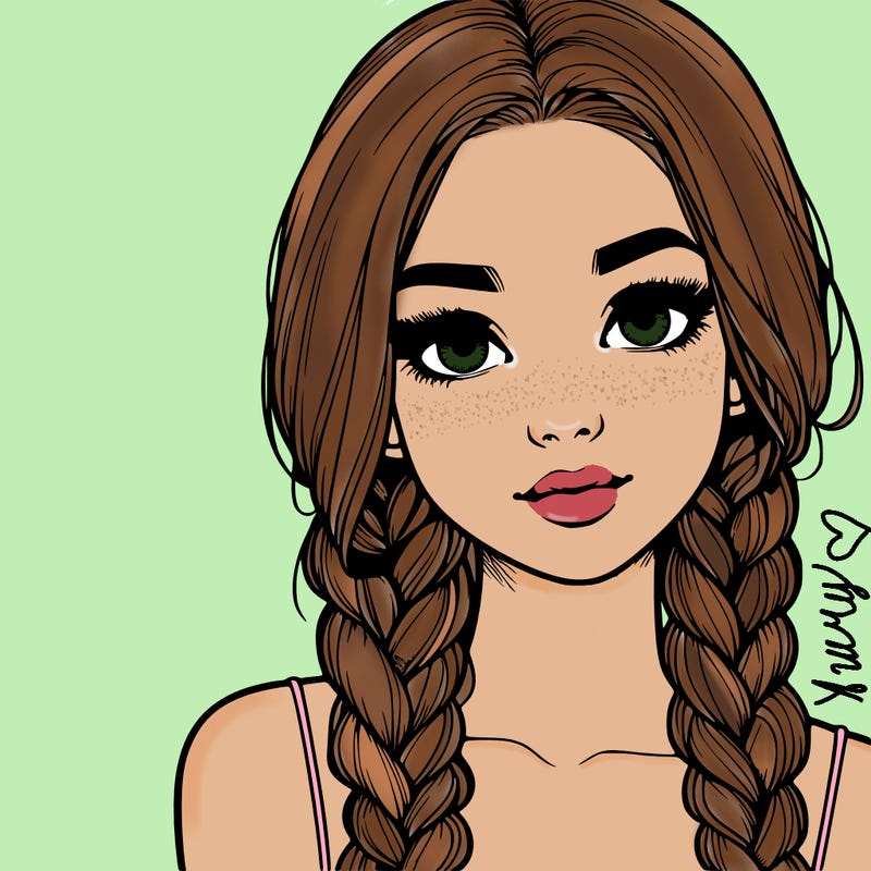 realistic girl with braids