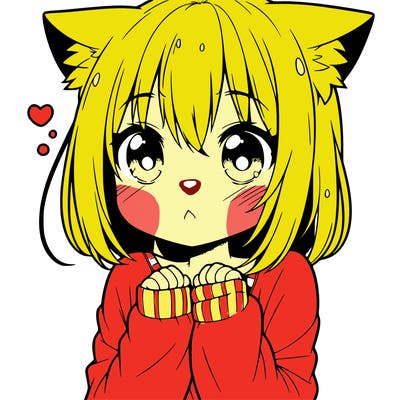 shy anime catgirl