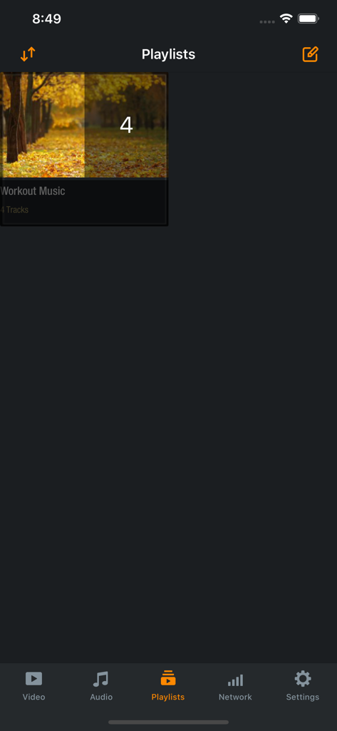 Azul - Video Player for iPhone - Azul video player app playlists interface showing a workout music folder