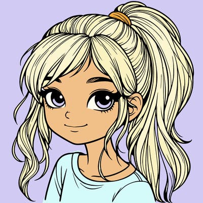 realistic girl with ponytail