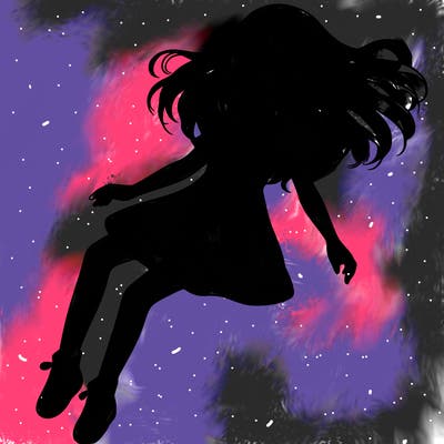 realistic girl floating