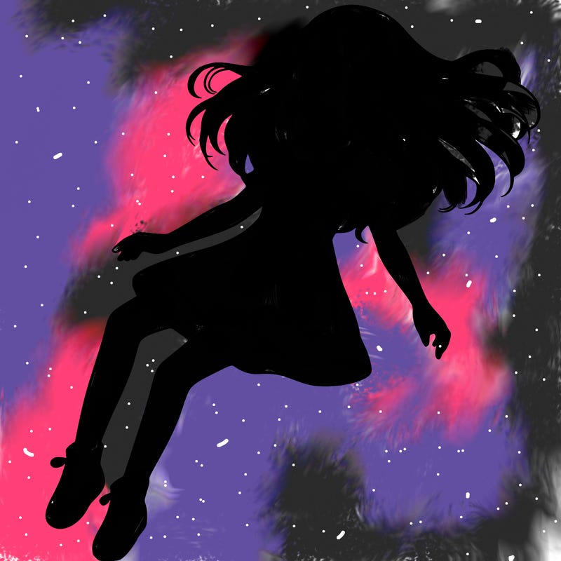 realistic girl floating