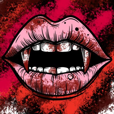 lips with vampire teeth