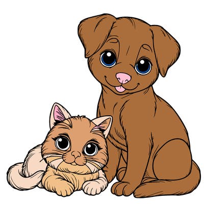 realistic cat and dog