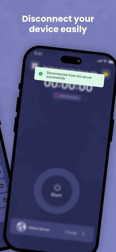 Astro VPN - Fast Net Proxy - Astro VPN app interface showing a successful server disconnection message on an iPhone