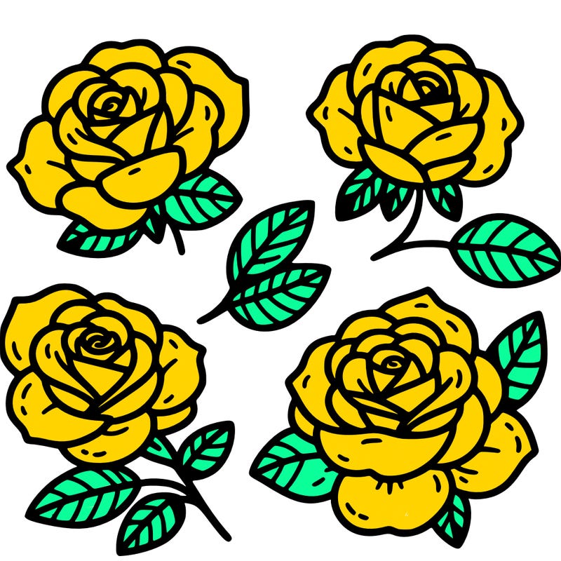 cute four pieces roses