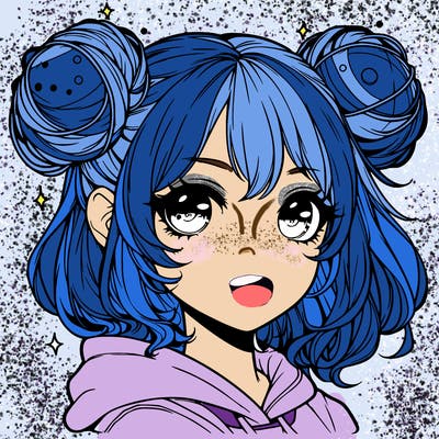 realistic anime girl with space buns
